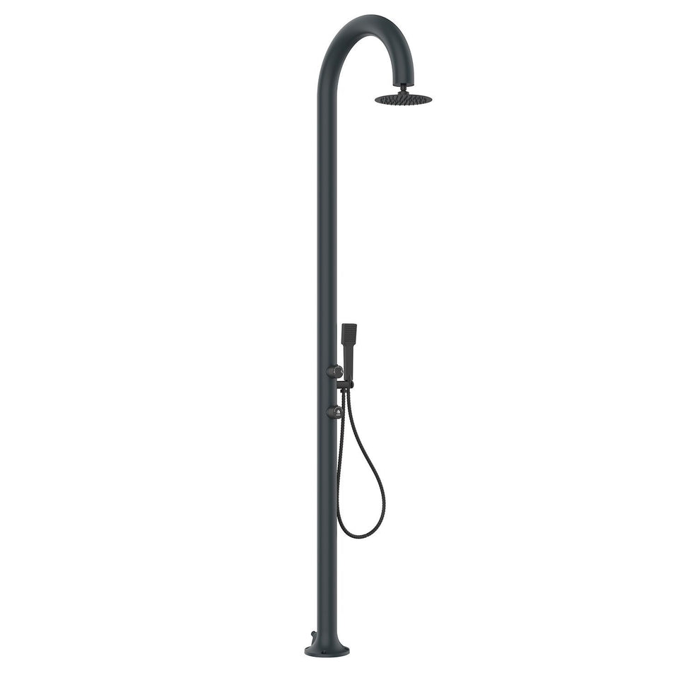 SINED Douche de Jardin en Aluminium Gris avec Douchette Eau Chaude et Froide Pomme de Douche Anticalcaire Idéale pour Jardins et Campings LUNA ALU D GRIGIA