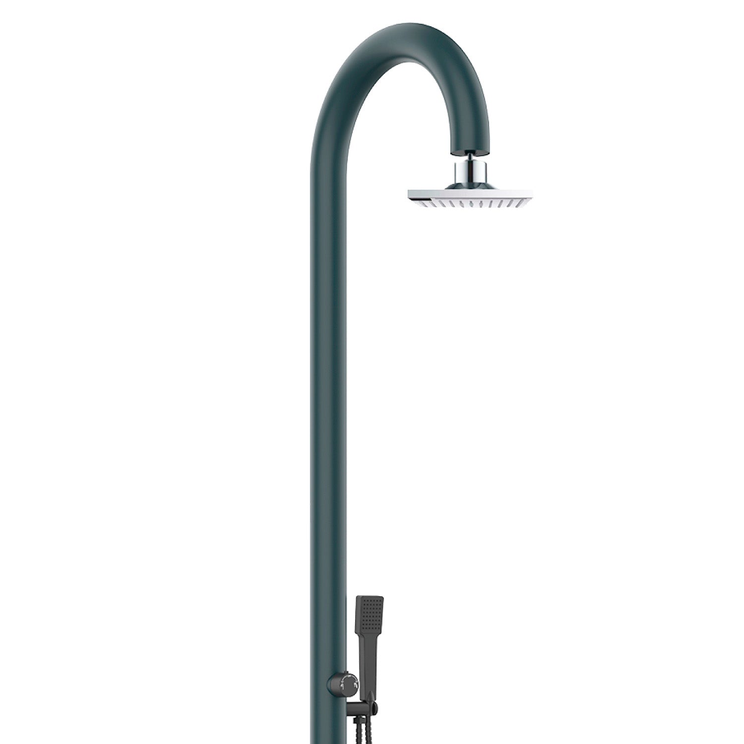 SINED Ducha de Piscina Gris de Aluminio con Rociador LCD Multifuncional Altura 2235 cm Doble Toma de Agua LateralInferior Para Exterior e Interior LUNA ALU D GRIGIA LCD