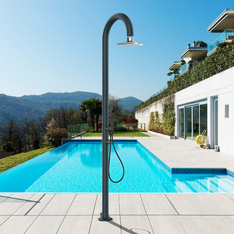 Sined Luna Alu d Grigia Led Aluminium Doppeldusche Iswitch