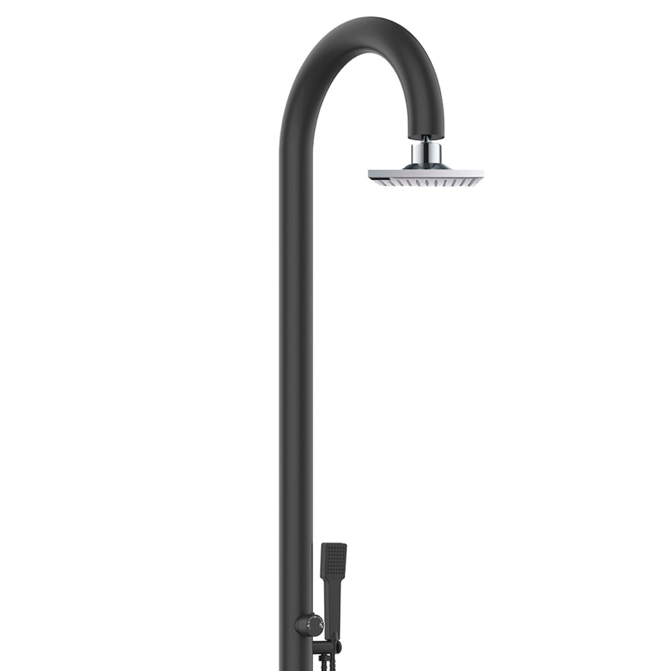 SINED Douche Jardin en Aluminium Noir avec Douchette à Main Double entrée d'eau chaude et froide Connexion d'eau intérieure et latérale Pour intérieur et extérieur 2235 cm LUNA ALU D NERA LCD