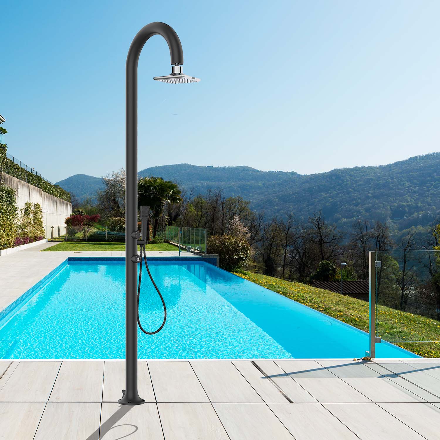 Doccia da Giardino Luna Nera in Alluminio con Doppio Iswitch Sined