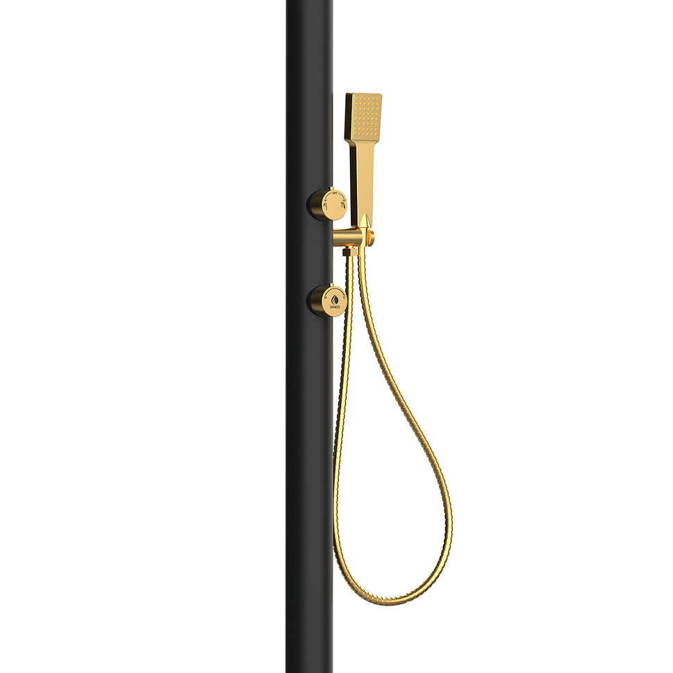 Outdoor Shower Moon Gold Black With Hand Shower Sined