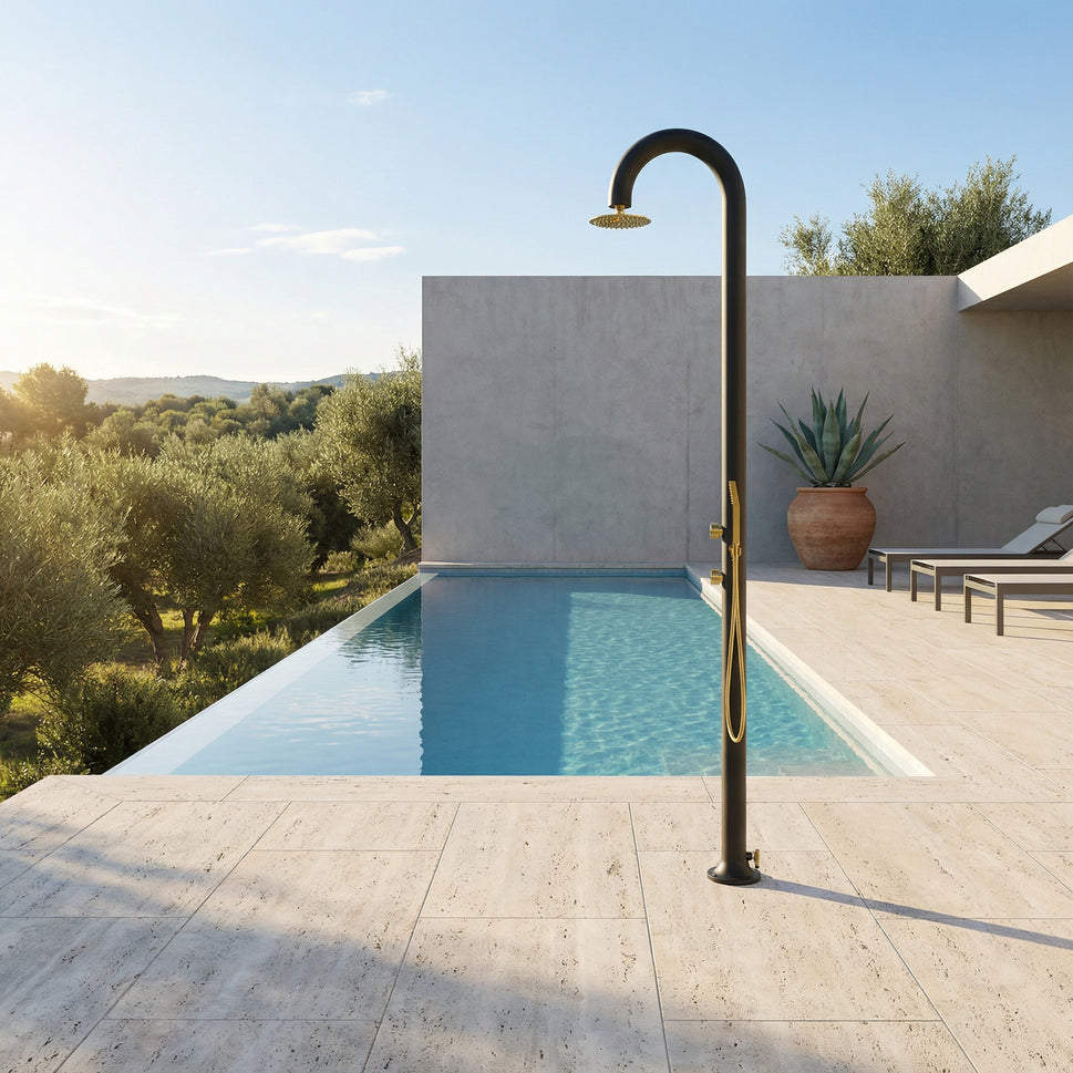 Outdoor Shower Moon Gold Black With Hand Shower Sined