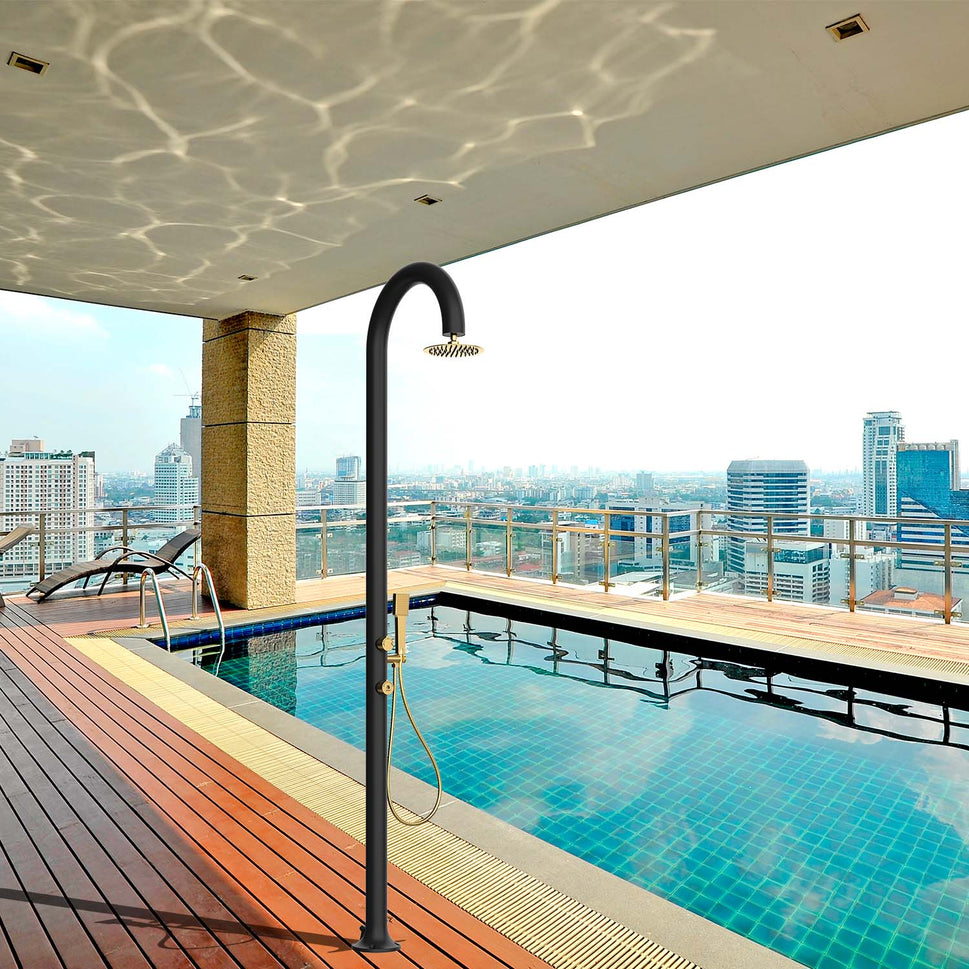 Outdoor Shower Moon Gold Black With Hand Shower Sined
