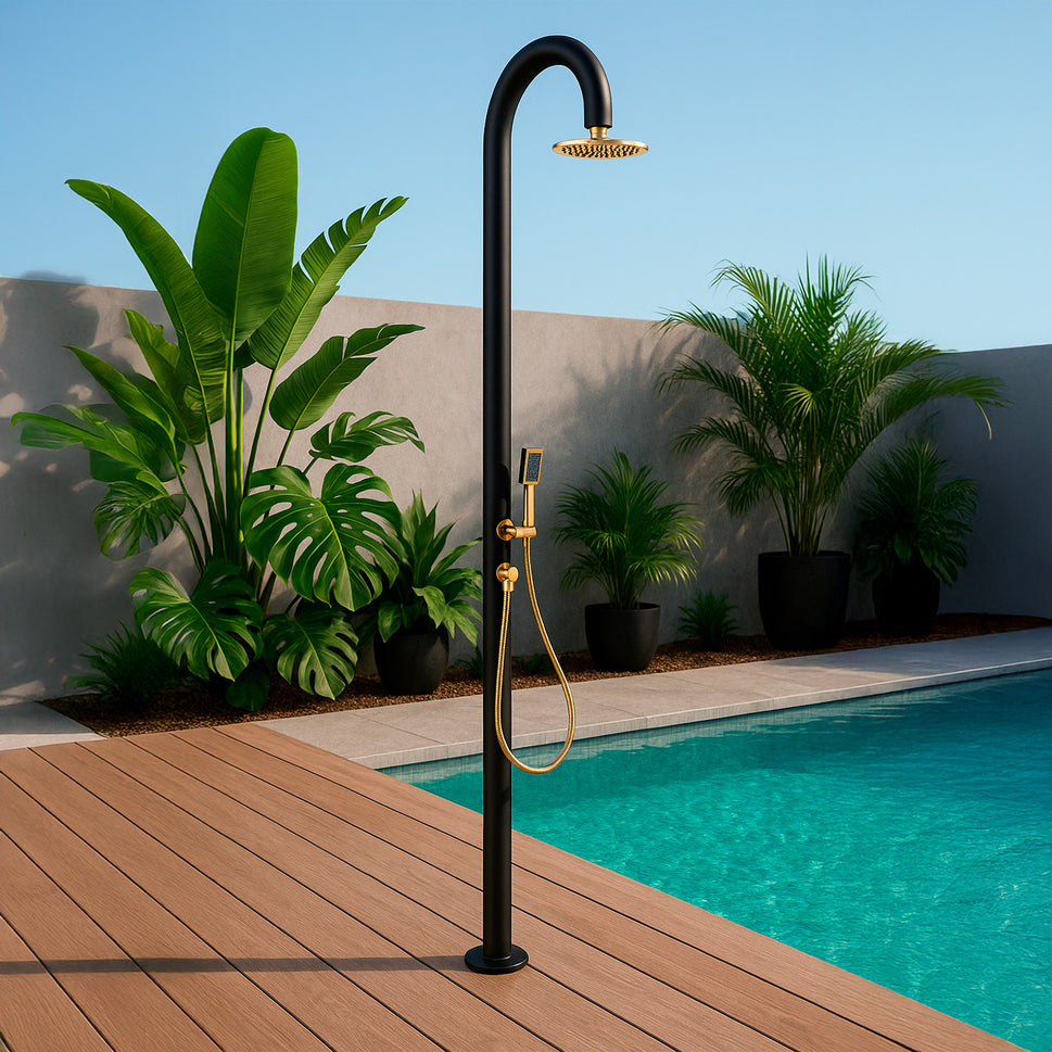 Outdoor Shower Moon Gold Black With Hand Shower Sined