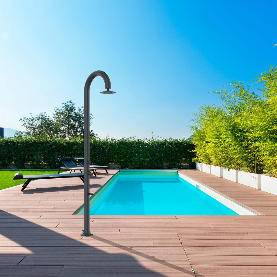 Black Moon Outdoor Shower with Thermometer and Double Connection Sined