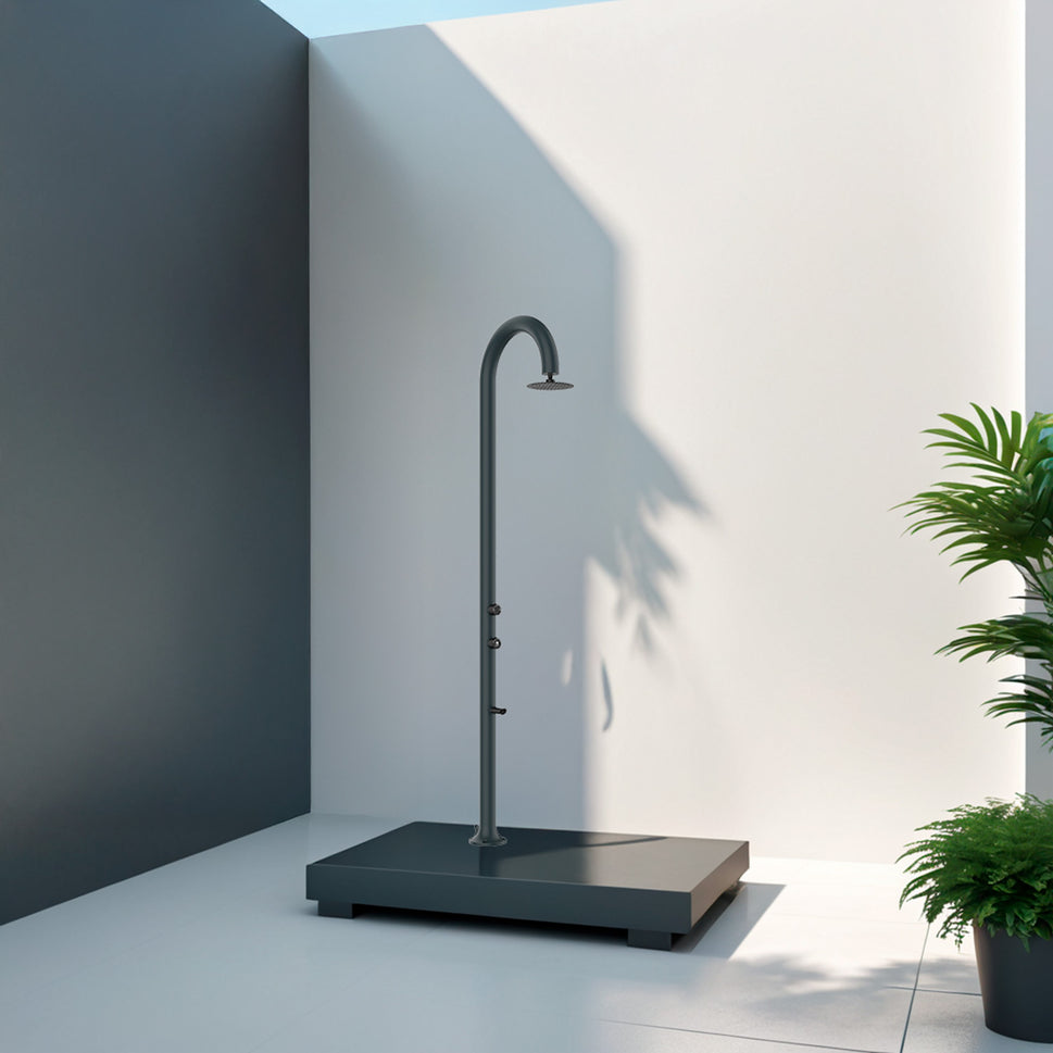 Black Moon Outdoor Shower with Thermometer and Double Connection Sined