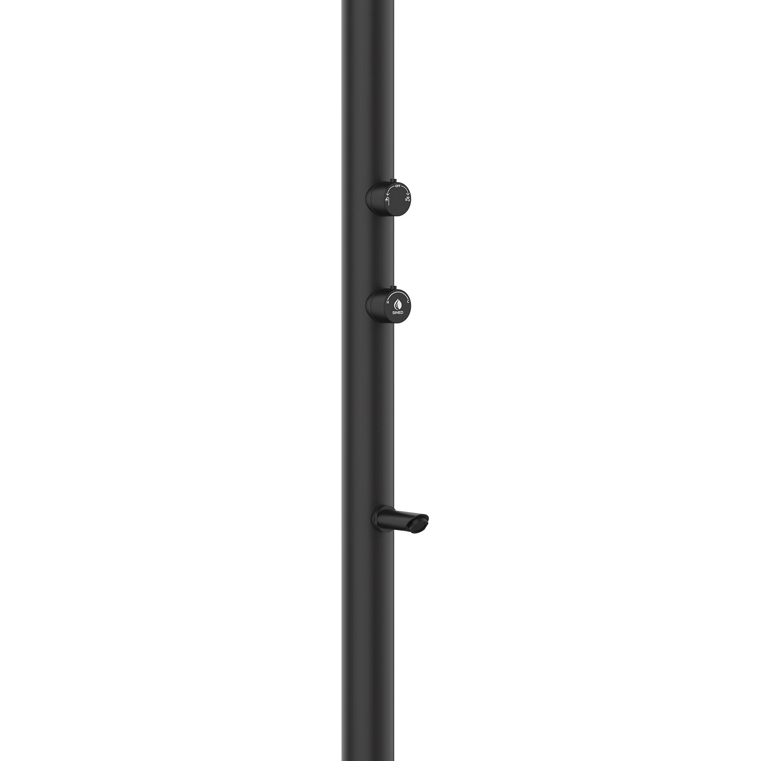 SINED Douche Extérieure en Aluminium Noire avec Mitigeur de Température et Lave-pieds Double Connexion d'Eau Installation Interne ou Externe Accessoires Inclus Modèle UNA ALU NERA