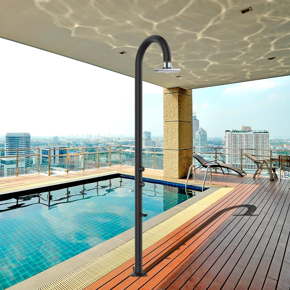 Sined Luna Alu Black Lcd Aluminium Dusche Doppelter Wassereinlass Iswitch und Thermometer Schwarz