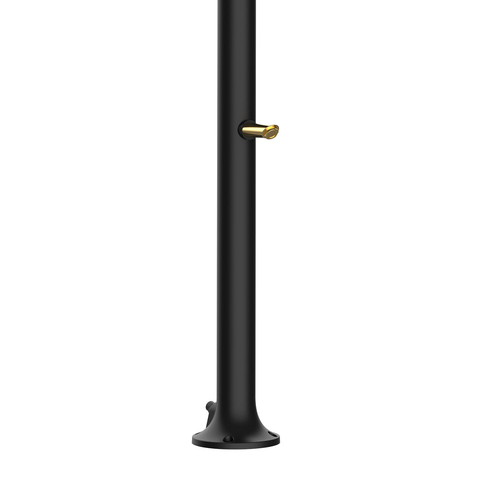 SINED Douche en aluminium noir et doré avec pomme de douche circulaire et buses anticalcaires double connexion eau froide ou chaude pour usage intérieur et extérieur Modèle LUNA ALU NERA ORO