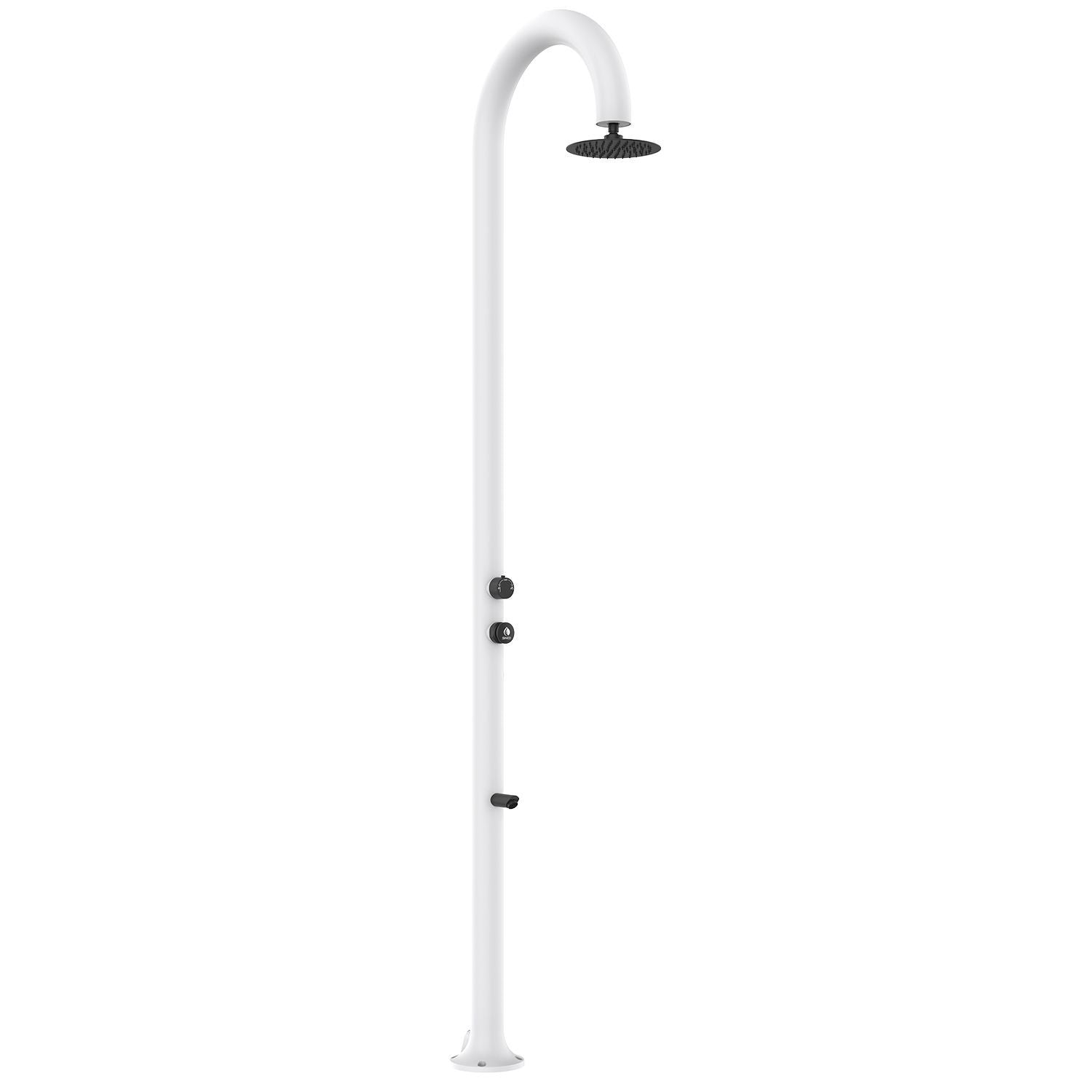 Sined Luna Timer p Blanc Douche En Aluminium Double Connexion Eau Froide Latérale ou Inférieure Dans Un Tube Interne Douche Temporisée D'eau Froide Avec Pulvérisateur Sur Pied et Mitigeur Blanc