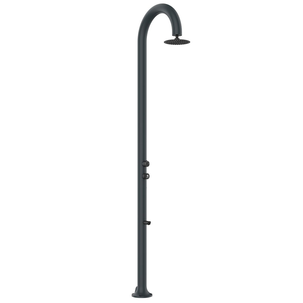 Sined Luna Timer p Grise Douche En Aluminium Double Connexion D'eau Froide Latérale ou Inférieure Sur Un Tuyau Intérieur Douche Temporisée D'eau Froide Avec Pommeau de Pied et Mitigeur Gris