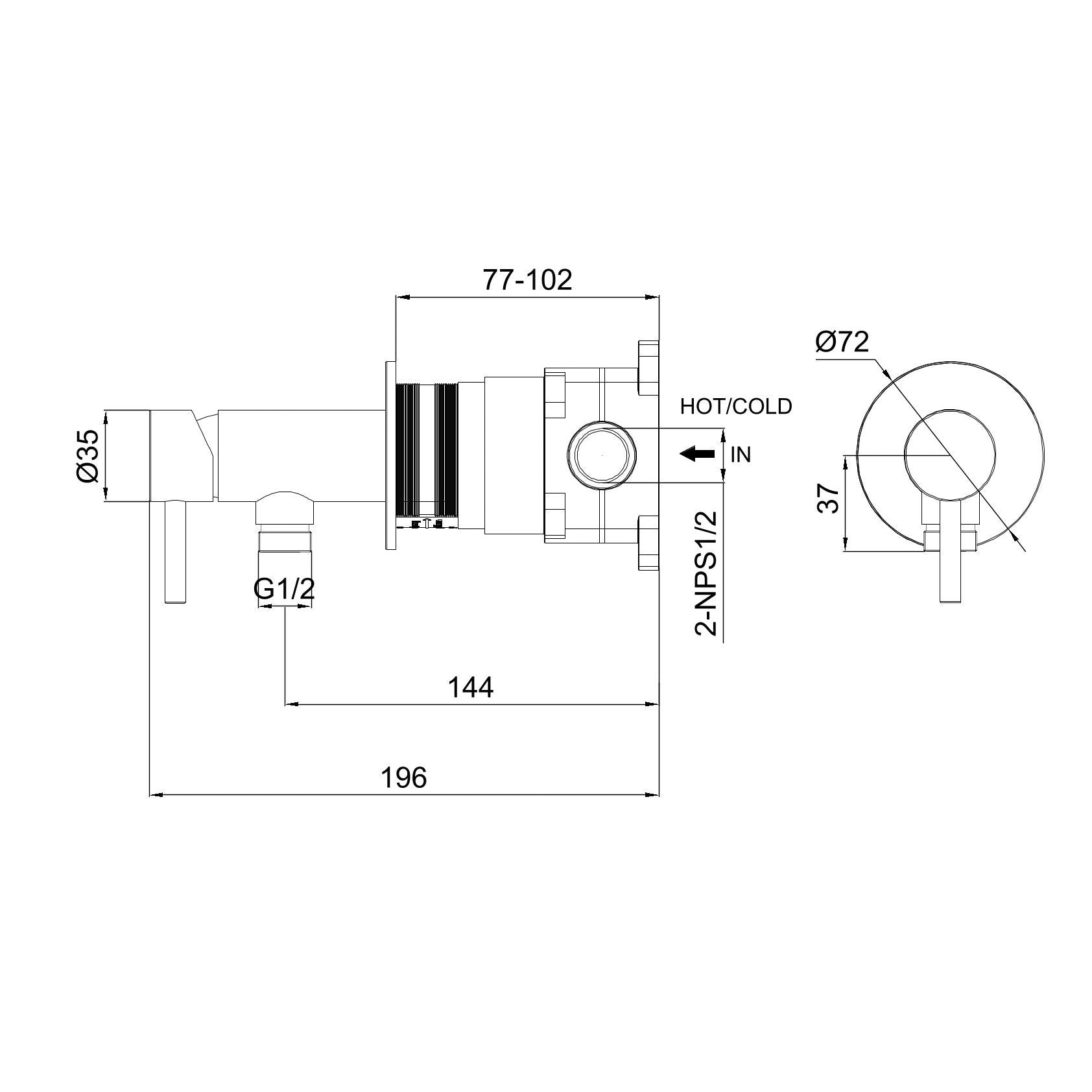 SINED - Mitigeur mural en acier inox 316L avec support pour douchette couleur or rose, idéal pour usage intérieur et extérieur Modèle LEVANTE