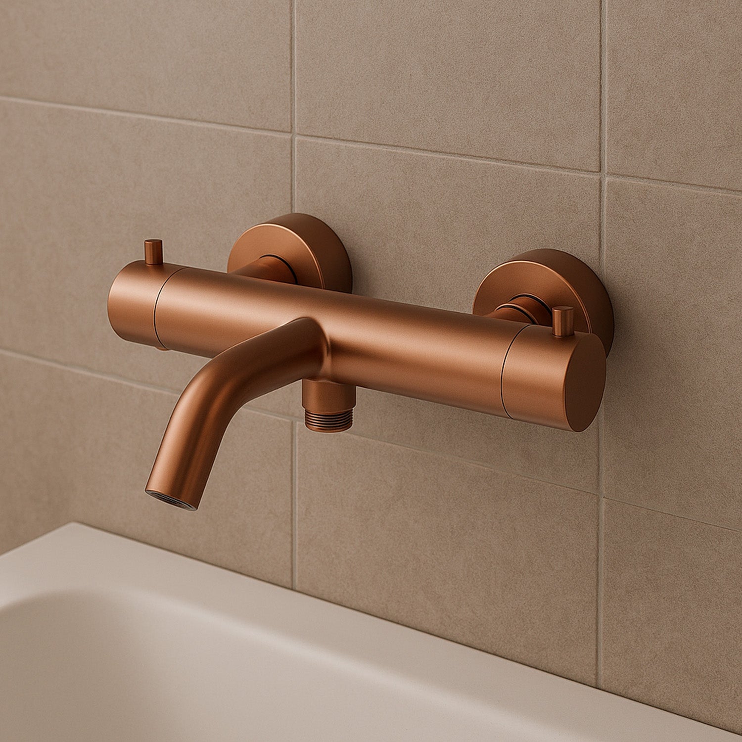 SINED Mitigeur mural pour baignoire et douche en acier inoxydable 316L avec finition PVD or rose résistante à la corrosion pour usage intérieur et extérieur modèle LEVANTE