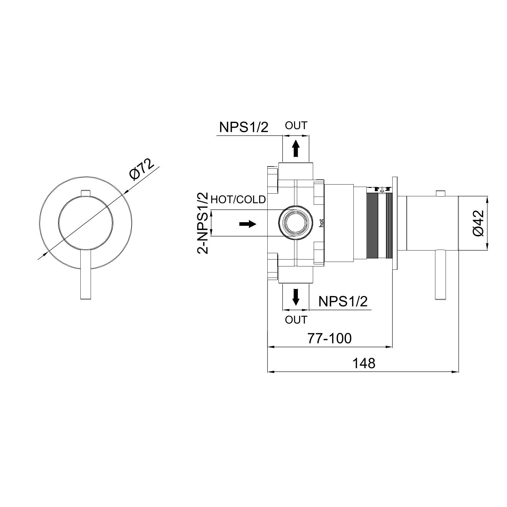Thermostatische wandmengkraan SINED van 316L roestvrij staal met PVD-roségoudafwerking - Model LEVANTE