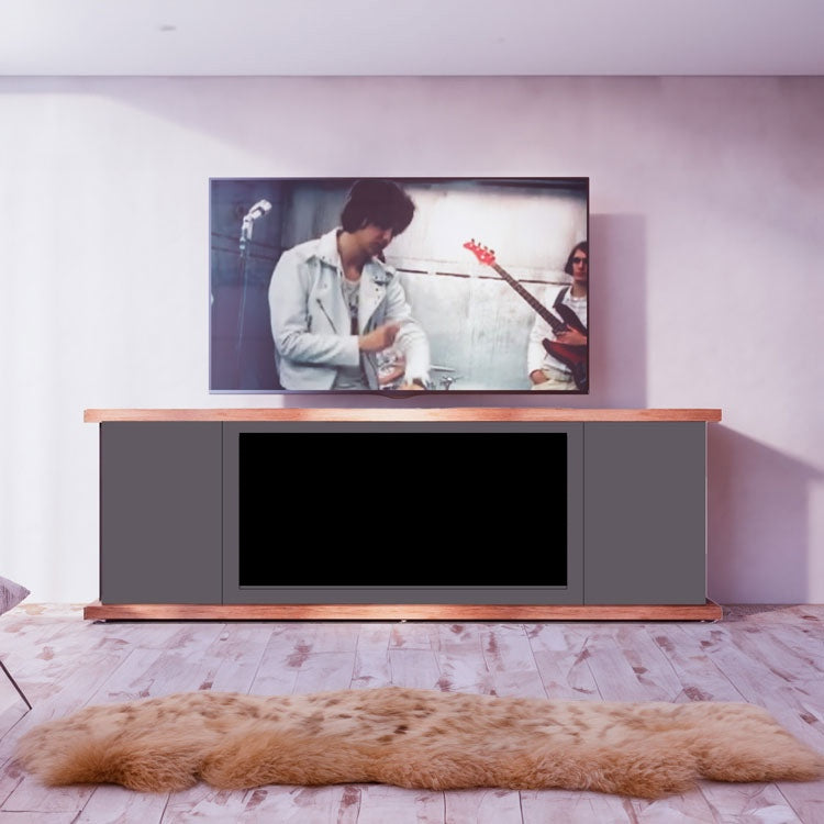 Sined Mobile Arosio 108 Antracita Cinza Escuro Armário De Madeira Armário Refinado e Elegante Com Quadro e Portas Em Grafite Ral 7022 Bancada e Base Em Tacande Para Todos Os Interiores