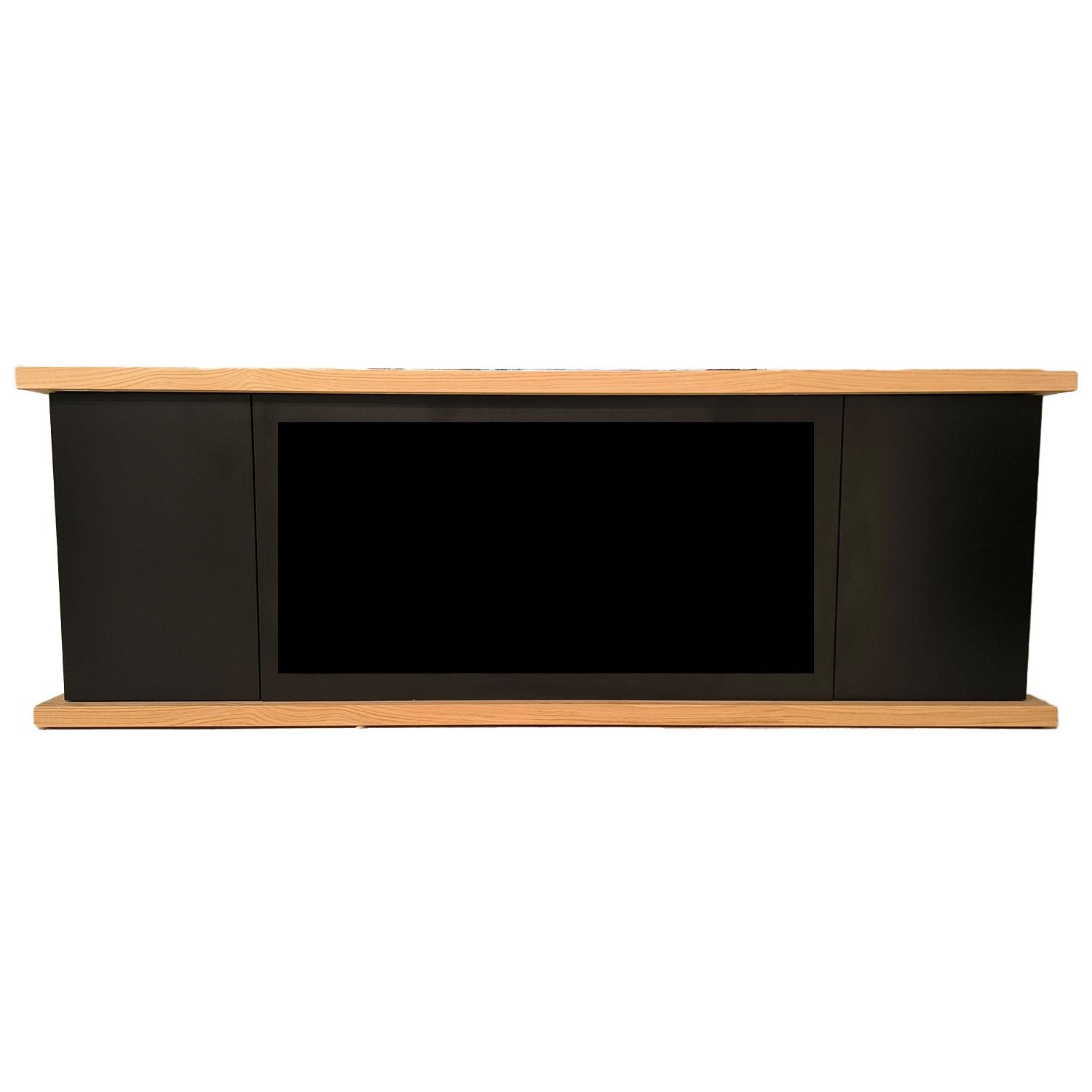 Meuble Arosio 108 Noir Sined Sophistiqué Meuble En Bois Pour Cheminée Avec Structure et Portes En Noir Ral 9005 et Détails En Chêne Fabriqué À La Main En Europe