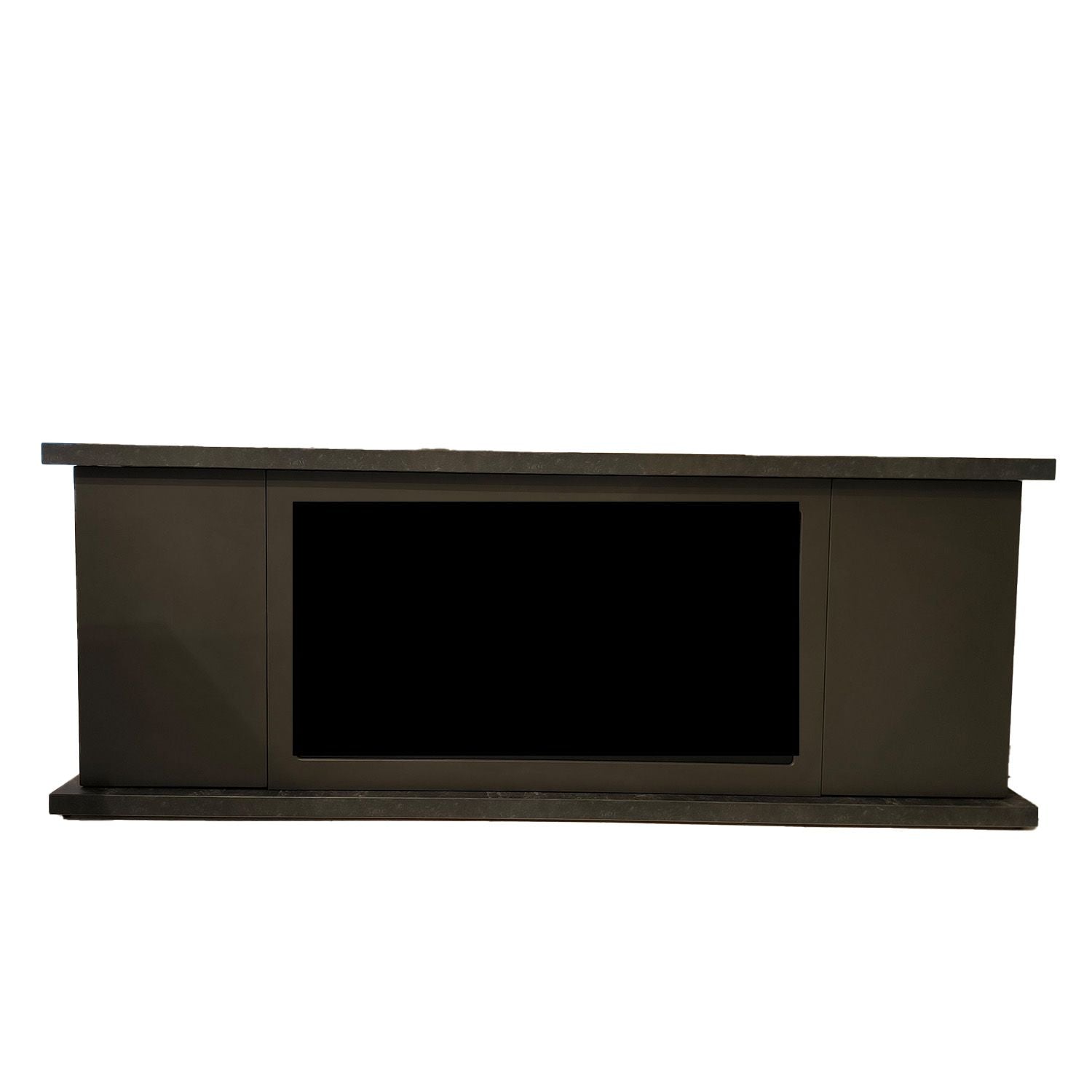 Meuble Arosio 180 Anthracite Sined Sophistiqué Meuble en Bois pour Cheminée avec Structure et Portes en Noir Ral 7005 et Détails en Chêne Fabriqué à la Main en Europe