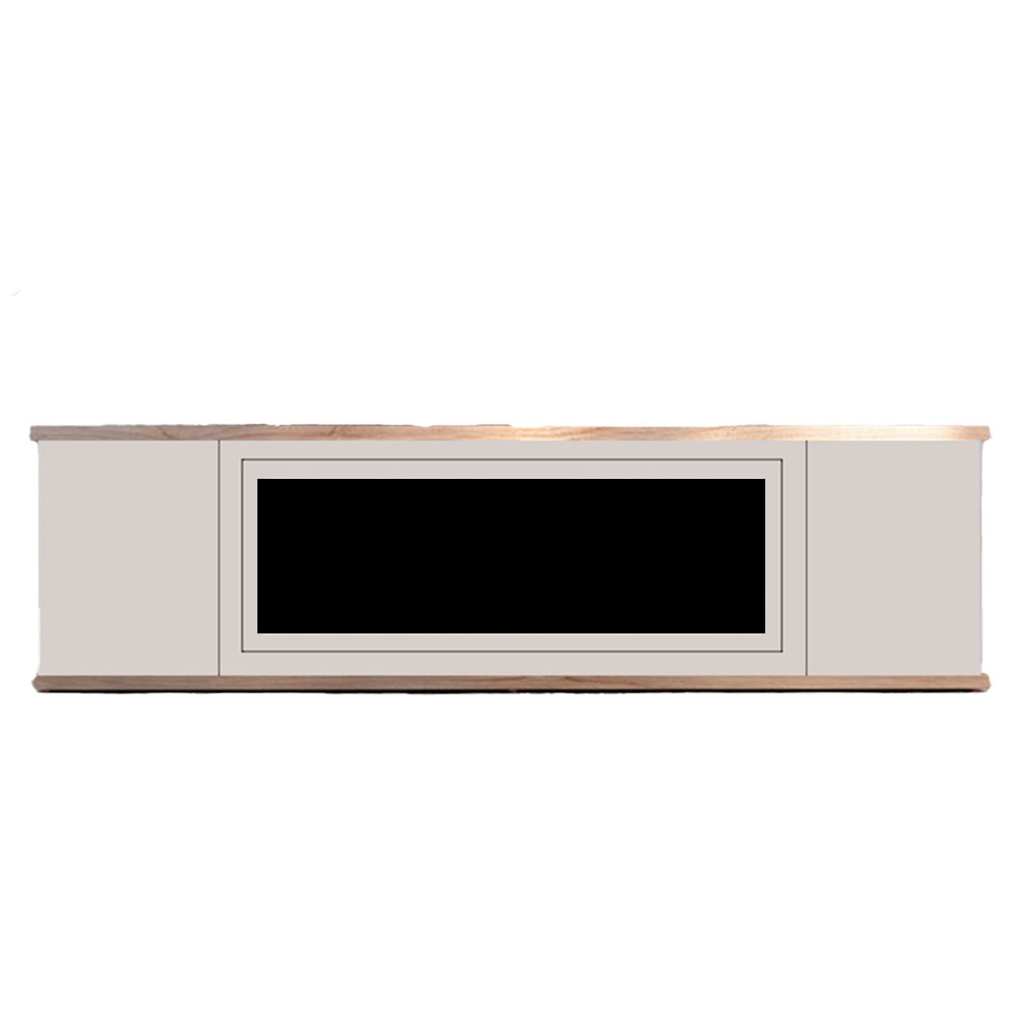 Sined Mobile Arosio 180 Cinza Escuro Armário Lareira Com Gavetas Refinado e Elegante Armário Lareira Lacado Com Tampão De Madeira De Carvalho Para Todos Os Ambientes Interiores