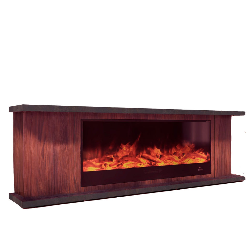 Sined Complete Furniture Arosio 108 Brown Wood and Electric Fireplace 1500w Remote Control Handmade Furniture Quality Durability and Design for Any Environment Remote Control