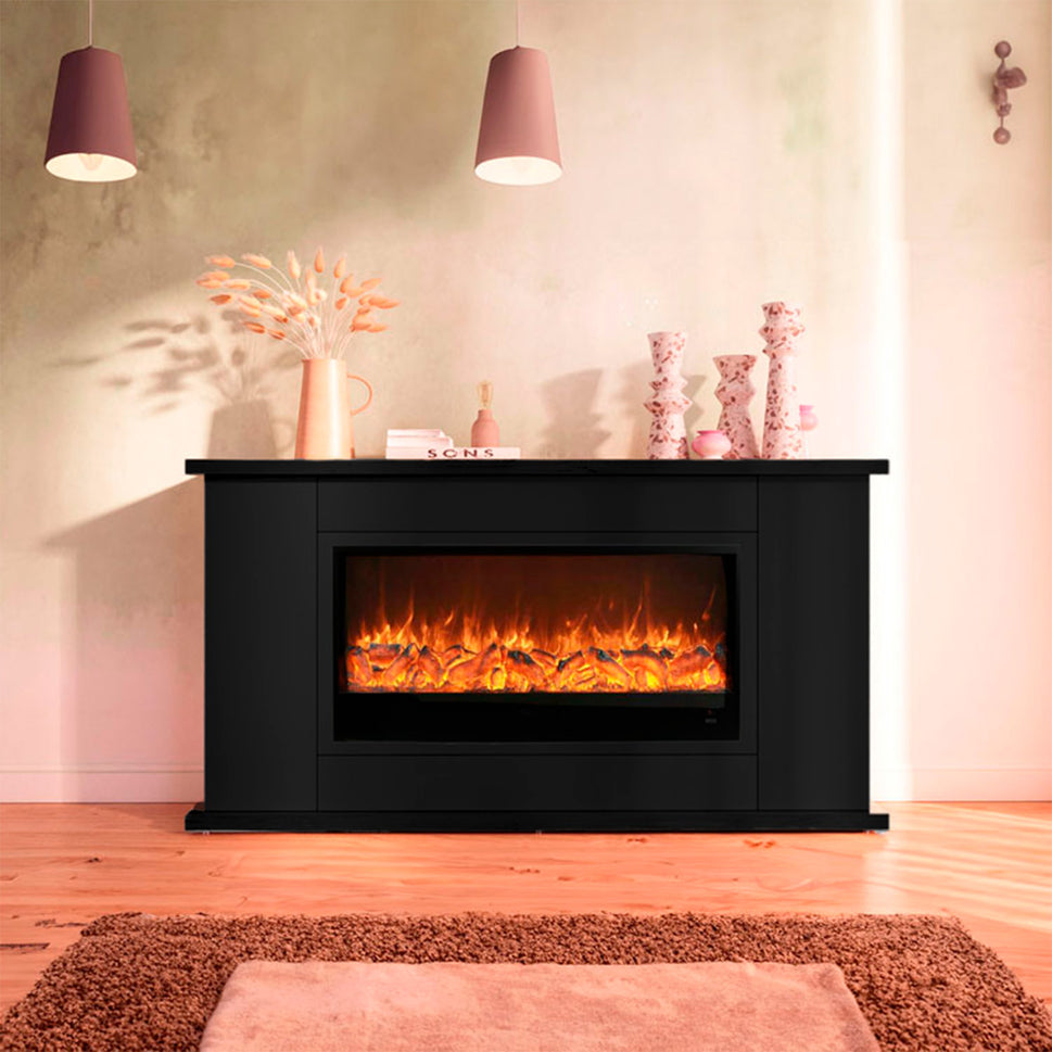 Sined Desio 108 Complete Wooden Furniture with Electric Fireplace 1500w Remote Control Black The Elegant Design of Desio 108 is Ideal for Modern Homes Offices Commercial Spaces Hotels and Restaurants