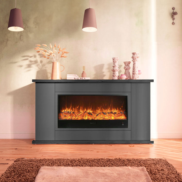Sined Desio 150 Mueble Completo De Madera Negro Con Mando a Distancia Chimenea Electrica 1500w Mueble De Alta Calidad Hecho a Mano Elegancia Resistencia y Diseno Para Cualquier Ambiente