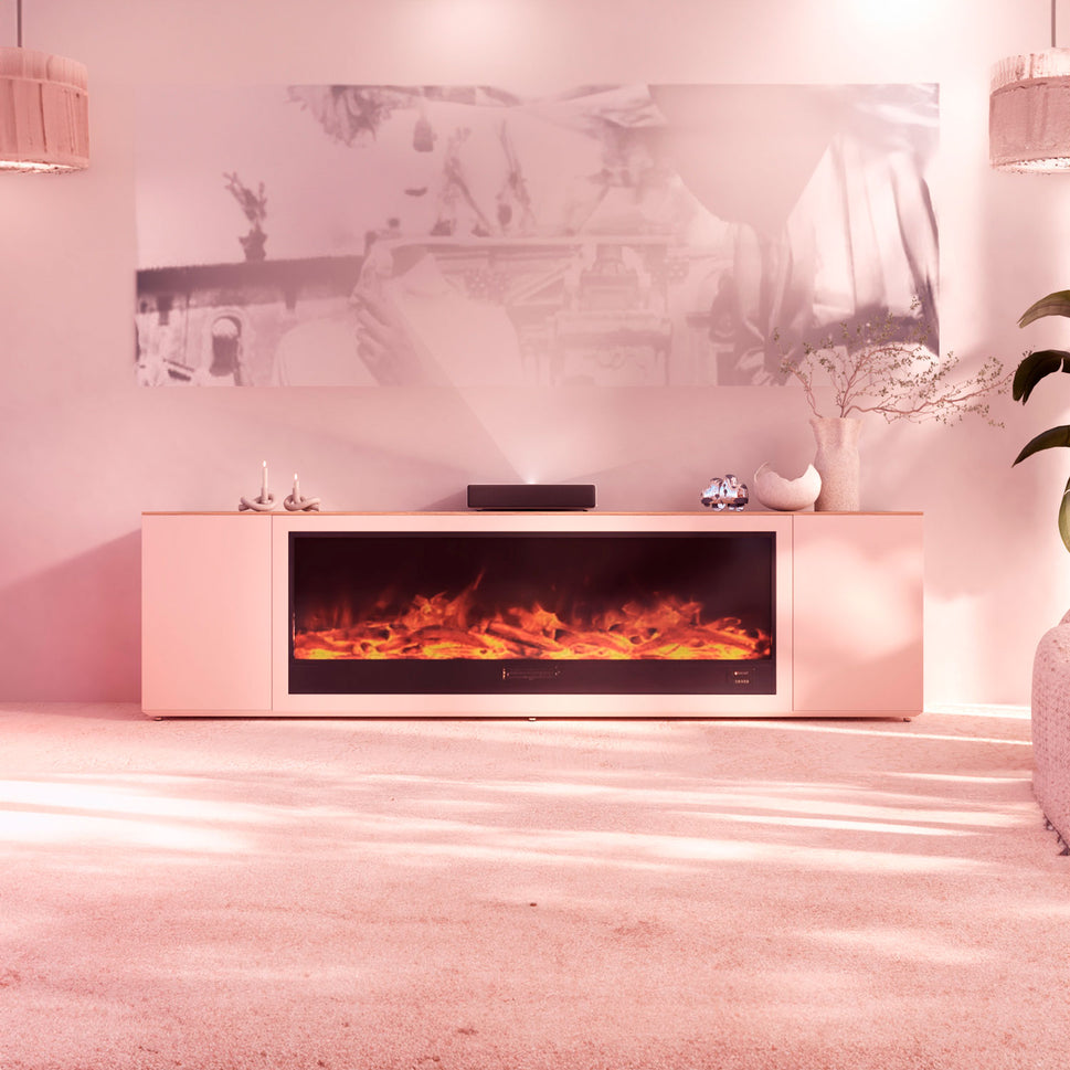 Sined Complete Furniture Meda 108 Gray Wooden Furniture and Electric Fireplace 1500w Remote Control Handmade Furniture Quality Durability and Design for Any Environment Remote Control