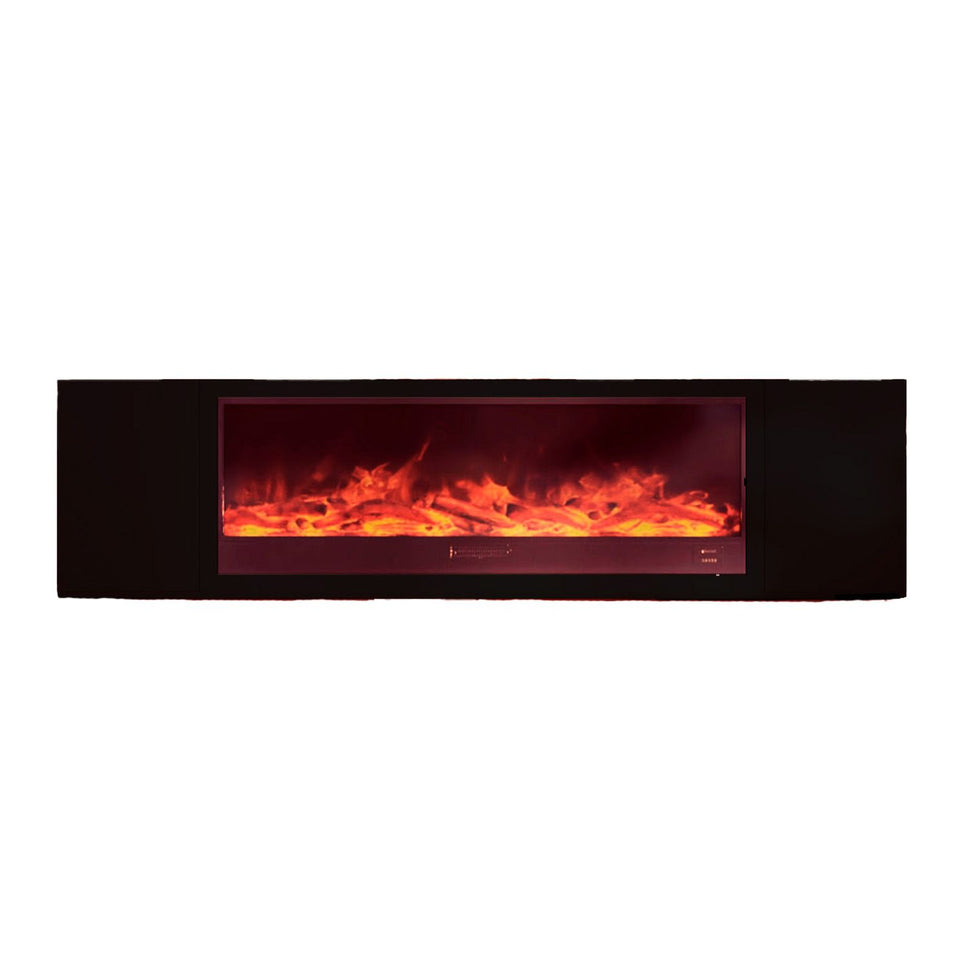 Sined Meuble Complet Meda 150 Marron Noir Meuble en Bois avec Cheminée Électrique 1500w Télécommande Meuble Fait Main Qualité Résistance et Design Pour Tout Environnement