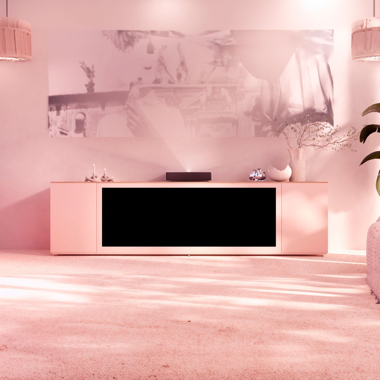 Sined Cabinet Meda 150 Buffet Gris Pour Cheminée Électrique Sined Vulture Armoire Raffinée et Élégante Avec Cadre et Portes En Sian Gris Plateau et Base En Chêne Pour Tous Les Intérieurs