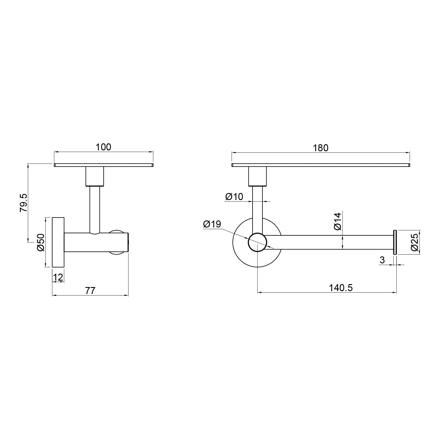 SINED Porta rolo Inox acetinado Ouro Rosa com suporte superior em aço inoxidável 316L resistente à corrosão ideal para casa de banho moderna uso interno e externo modelo LEVANTE