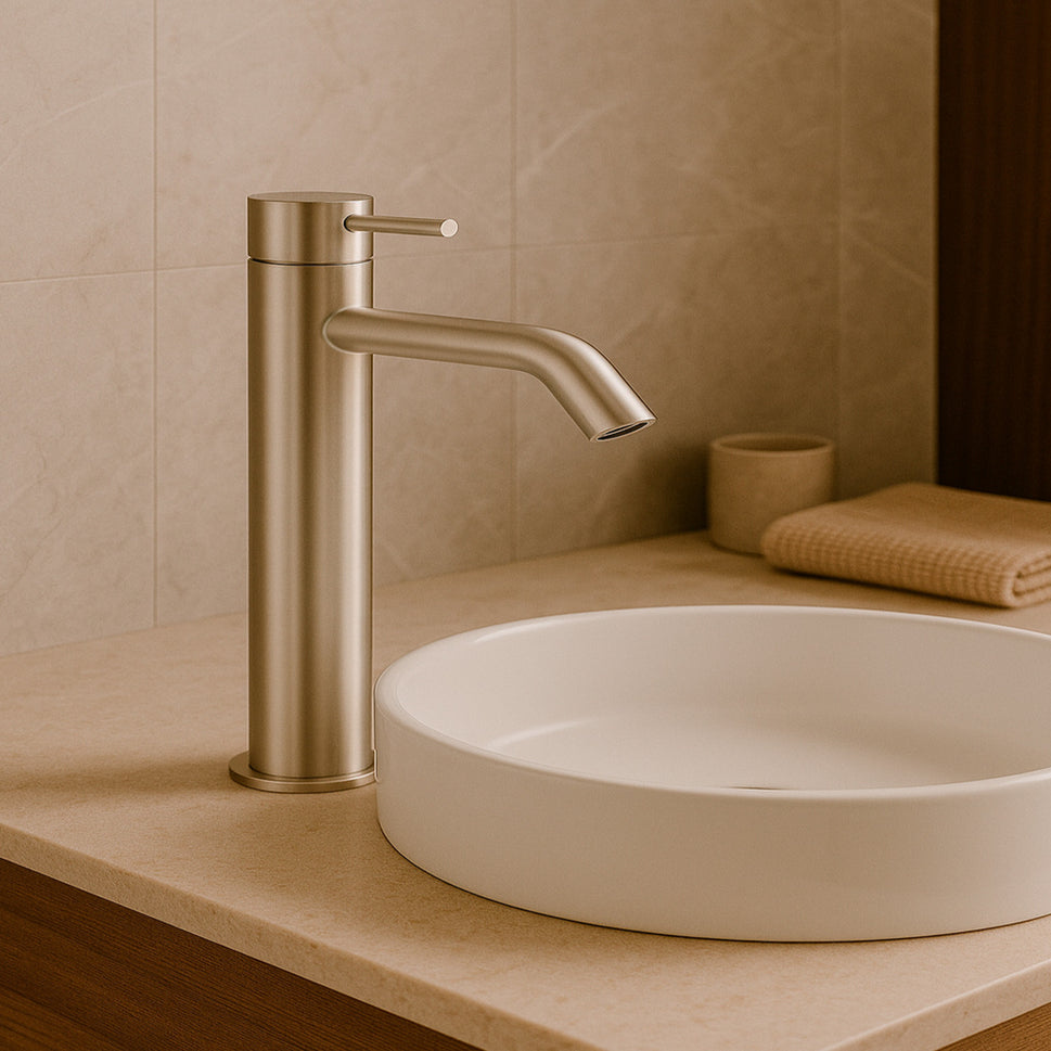 SINED Torneira Misturadora para Lavatório em Aço Inoxidável 316L na Cor Inox Satinado Modelo Levante Alto de 25 cm Ideal para casas de banho elegantes e contemporâneas resistente à corrosão