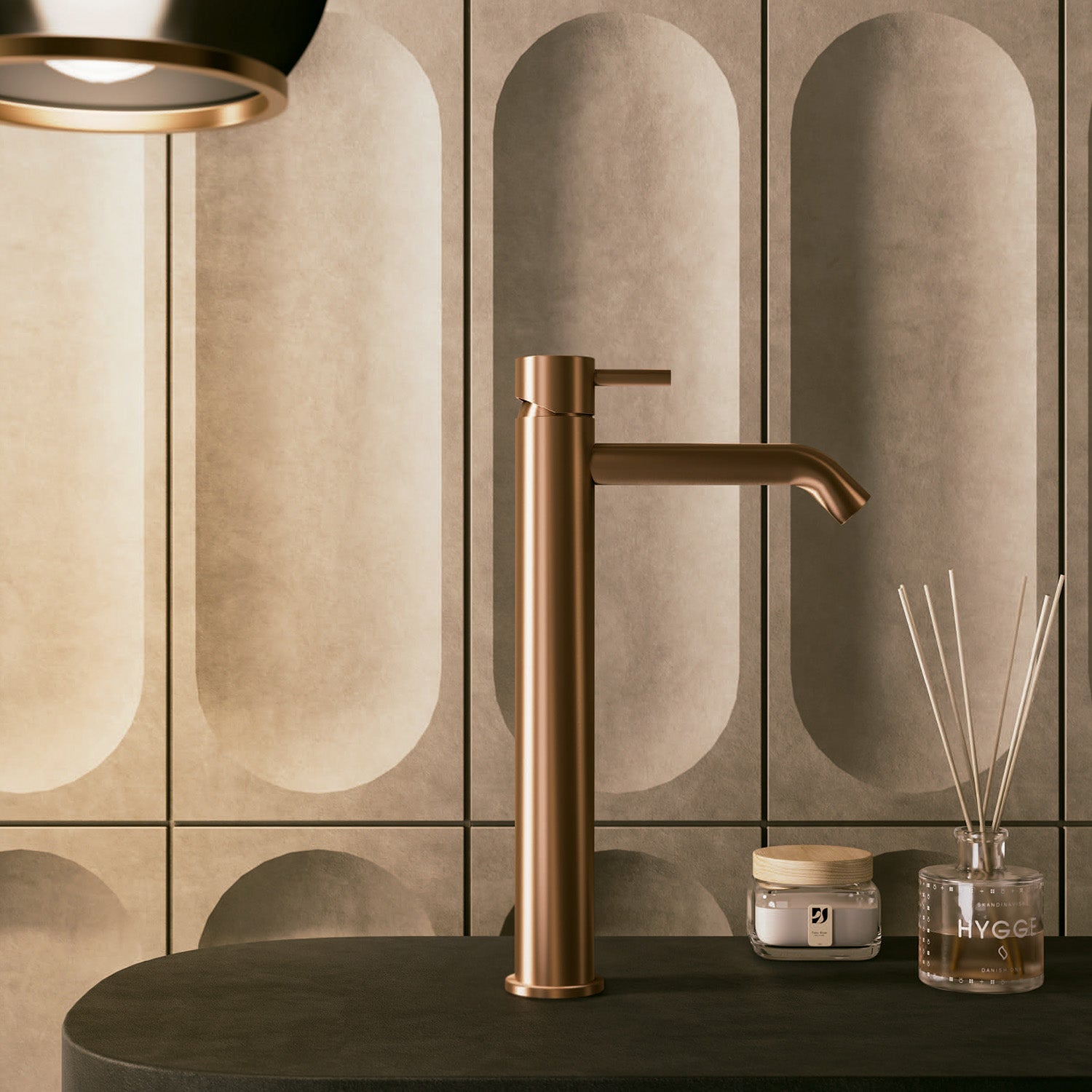 SINED Wastafelmengkraan van 316L roestvrij staal met PVD-afwerking in Roségoud, 25 cm, corrosiebestendig, ideaal voor stijlvolle en functionele badkamers - model LEVANTE