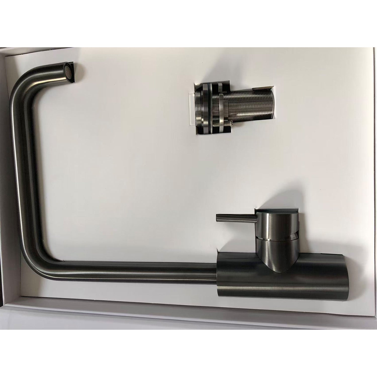 SINED Grifo de fregadero de cocina en acero inoxidable 316L acabado PVD color canón de fusil resistencia a la corrosión LEVANTE inox 316L Canna