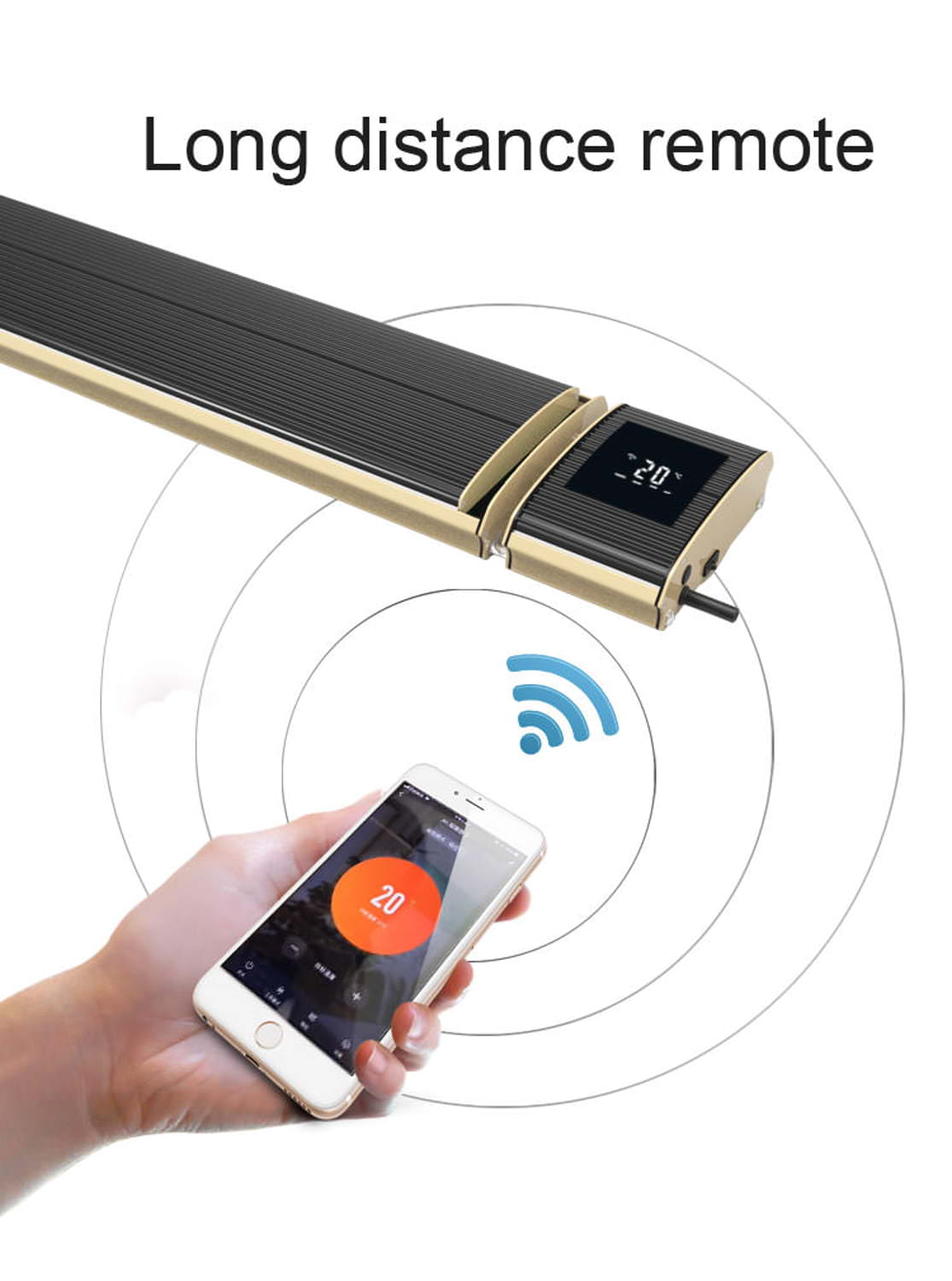 Riscaldatore a infrarossi controllato da smartphone Sined con Wifi 2400w Nero