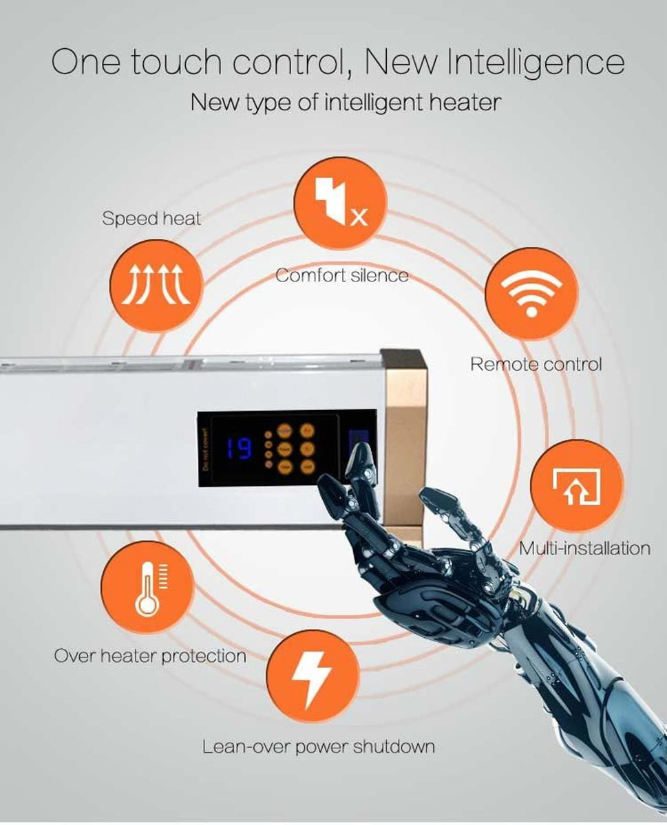 Chauffage de sol Sined 1800 Chauffage de sol électrique 1800w blanc Chauffage de sol et plinthe 1800w avec télécommande incluse