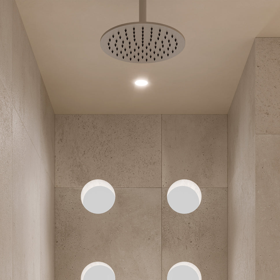 SINED Douchette ronde en acier inoxydable 316L couleur inox diamètre 30 cm résistante à la corrosion pour usage intérieur et extérieur modèle Levante