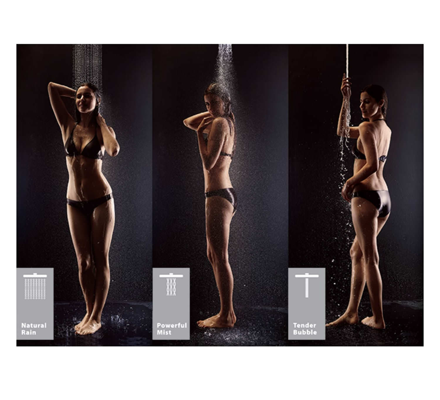 Doccia a pioggia rotonda Sined Led 3 da 24 cm con led e 3 funzioni getto Grigio