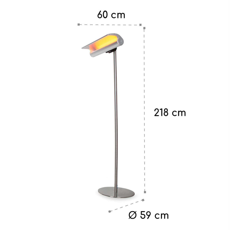 Sined Chauffage Infrarouge Terra 2000 Chauffage de Sol Réfléchissant 2000w Gris Équipé d'une Courbe Réflectrice Ajustable et Concentration de Chaleur avec Télécommande IP65