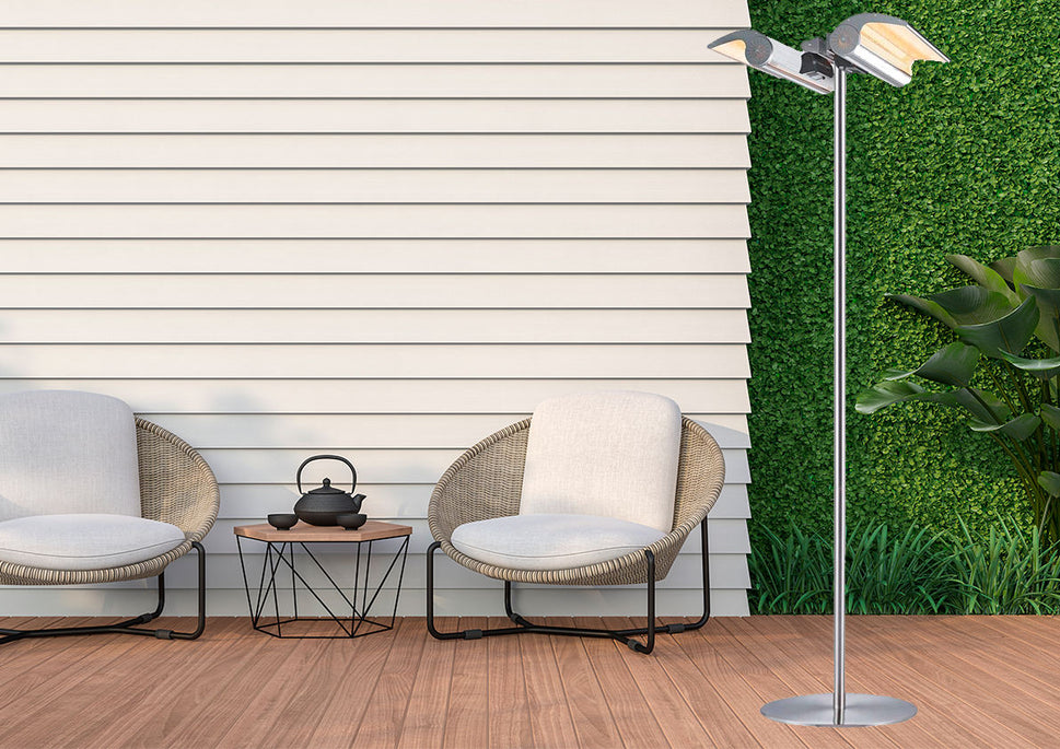 Sined Infrared Terra 4000 Chauffage au Sol Double Réflecteur avec Télécommande Gris Équipé d'une Courbe Réflectante Ajustable et Télécommande Concentrateur de Chaleur IP65