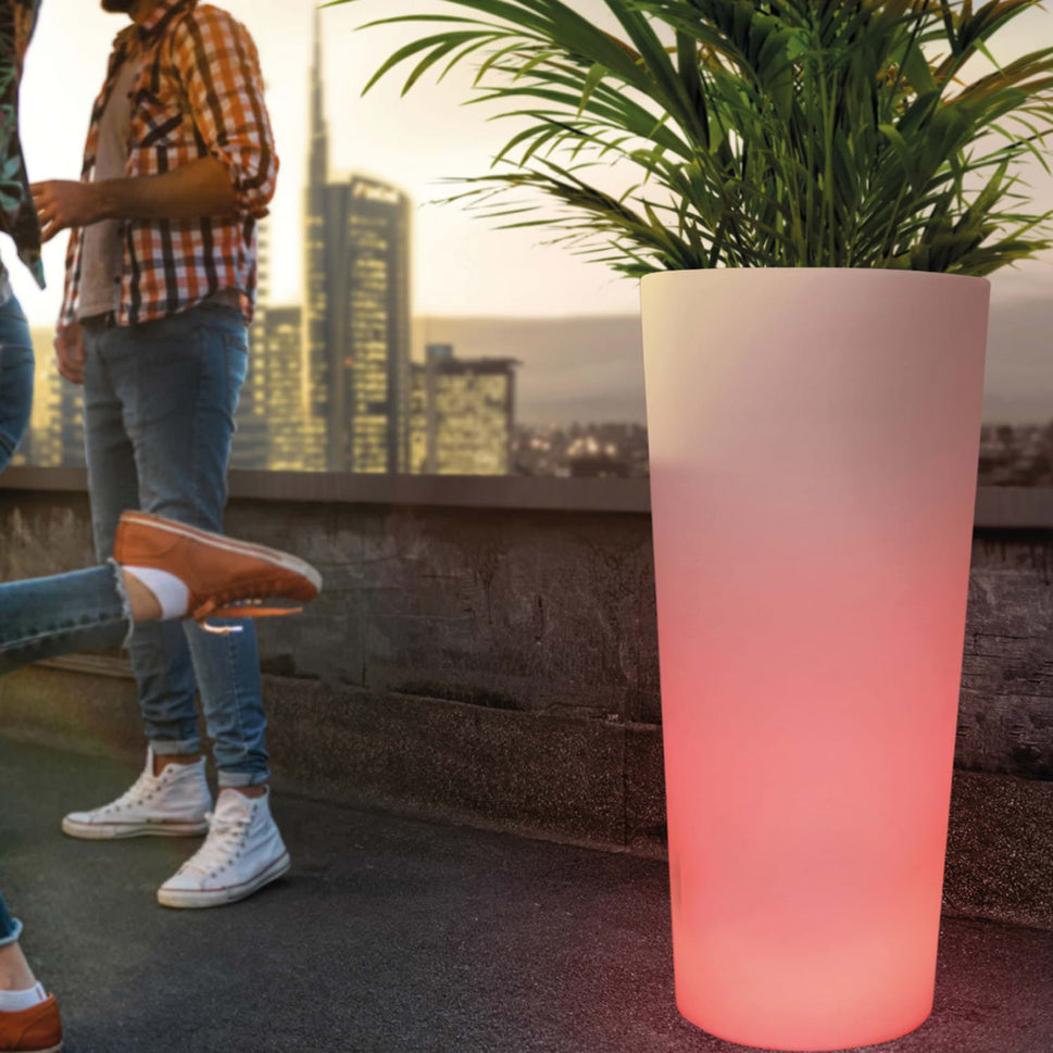 Vase LED Solaire Pot avec Lumière pour Intérieurs et Extérieurs Sined
