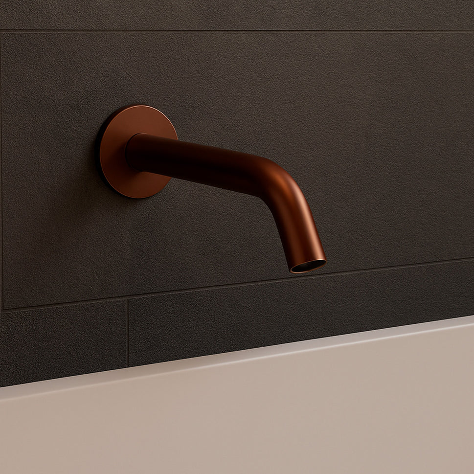 Canoir de lavabo mural en acier inoxydable satiné SINED finition or rose 316L adapté pour usage intérieur et extérieur - Modèle Levante