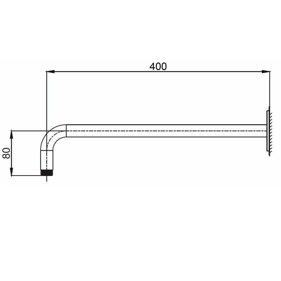 Brazo de ducha mural largo SINED en acero inoxidable 316L acabado PVD oro rosa para uso interior y exterior modelo Levante