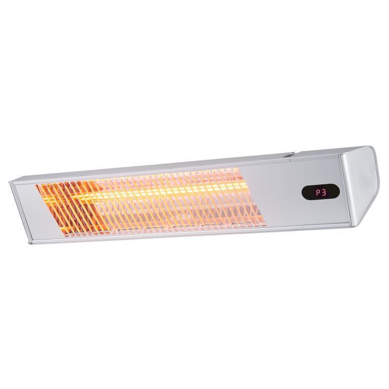 Sined Caldo Ira Inox 2000 Aquecedor Elétrico Infravermelhos De 2000w Regulável Cinza Aquecedor De Interior De Onda Curta Ira e Controlo Remoto Design Elegante Rede De Proteção e Display Led