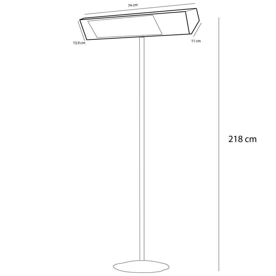 Sined Warm Ira Inox Poste Wifi Lâmpada Aquecedora Exterior 2000 Com Kit Completo De Mastro Cinza Ira Aquecedor Ao Ar Livre De Onda Curta e Controlo Remoto Com Rede De Proteção e Tela