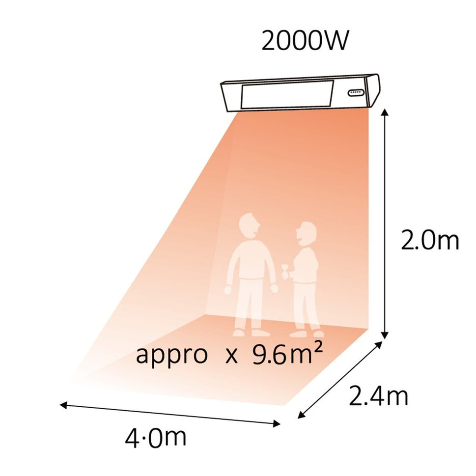 Sined Aquecedor Infravermelho de Cristal 2000w Preto 3 Níveis de Potência 3366100 Para Otimizar o Consumo Elétrico Conforme as Necessidades de Aquecimento com Controlo Remoto