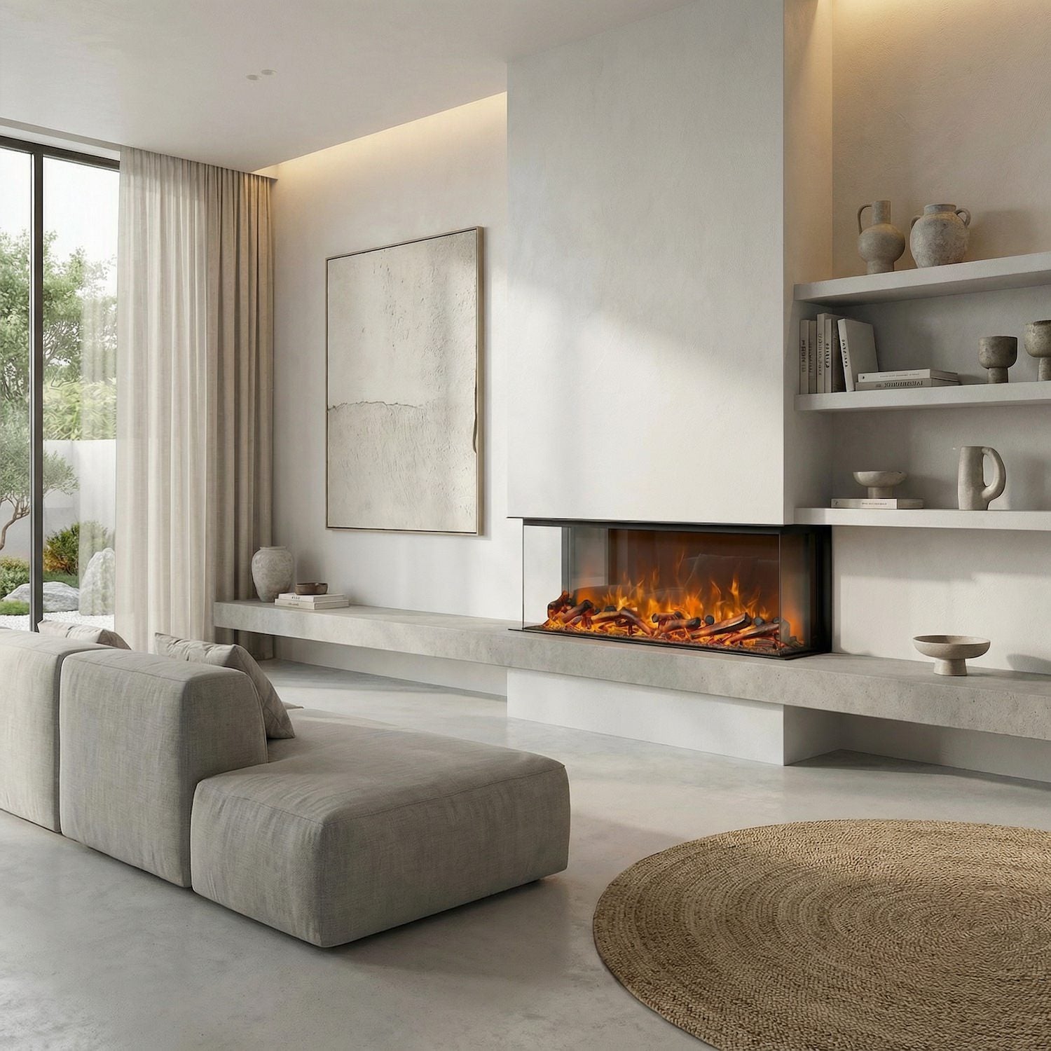 Sined Chimenea Adige Built-in and Freestanding Electric Fireplace 180 Cm With 1500 w Power Black Indoor Fireplace Flame Effect 6 Intensities Remote Control Laminated Panel Structure Cold