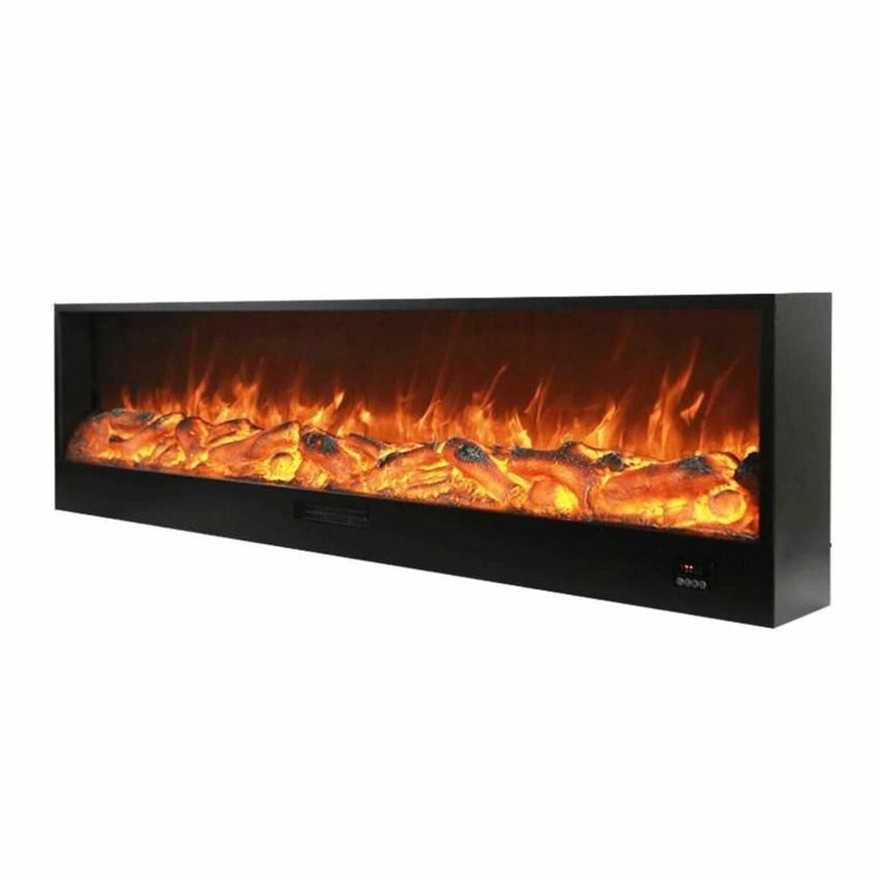 Sined Amiata Fireplace Built-in and Independent Electric Fireplace 180 Cm With 1500 w Power Indoor Black Fireplace Flame Effect 6 Intensities Remote Control Cold Laminated Panel Structure