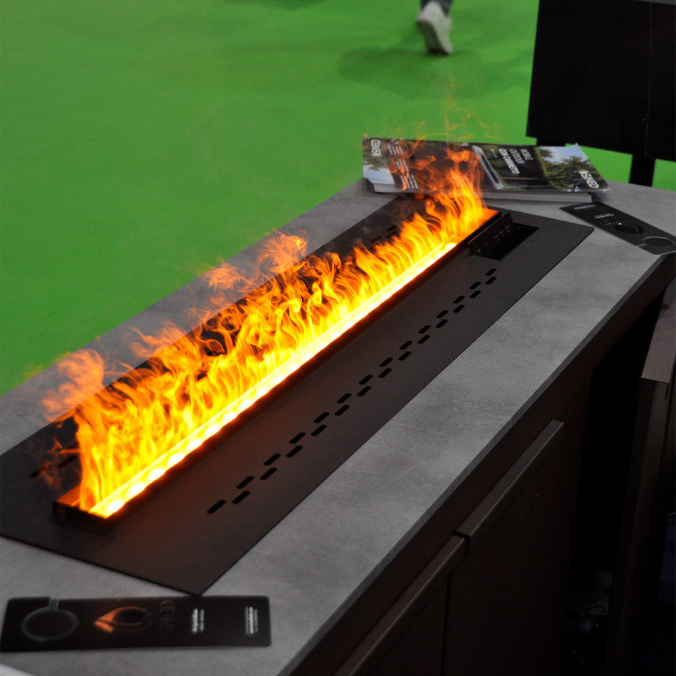 Sined Caldaro 50 Electric Water Fireplace Indoor Fireplace LED Non-Thermal Black with Built-in 3D Multicolor Flame Simulation for Elegant and Modern Rooms with Remote Control