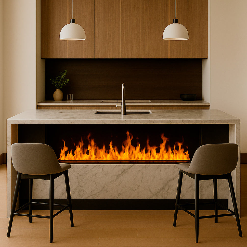 Sined Ega 150 Electric Fireplace Avapore Acqueo Black Non-Thermal LED Fireplace Interior With Built-in Multicolor 3D Flame Simulation For Elegant and Modern Environments Remote Control