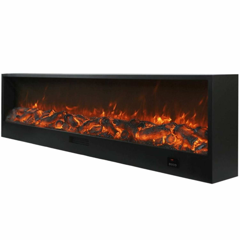 Sined Fireplace Etna Built-in Electric Fireplace 3 Meters with 1500w Power Black Large Indoor Electric Fireplace Real Flame Effect Manual Controls and Remote Control